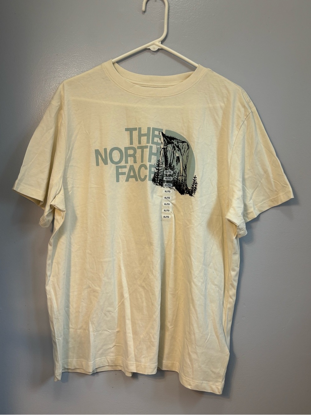 The North Face Women’s Novelty Graphic Tee White Dune Cream Relaxed Fit XL NWT